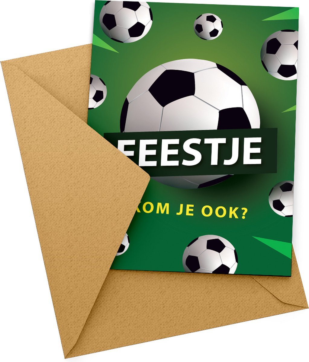 Uitnodiging Kinderfeestje Voetbal – 10 stuks - Koning Spandoek Uitnodiging Kinderfeestje Voetbal – 10 stuks