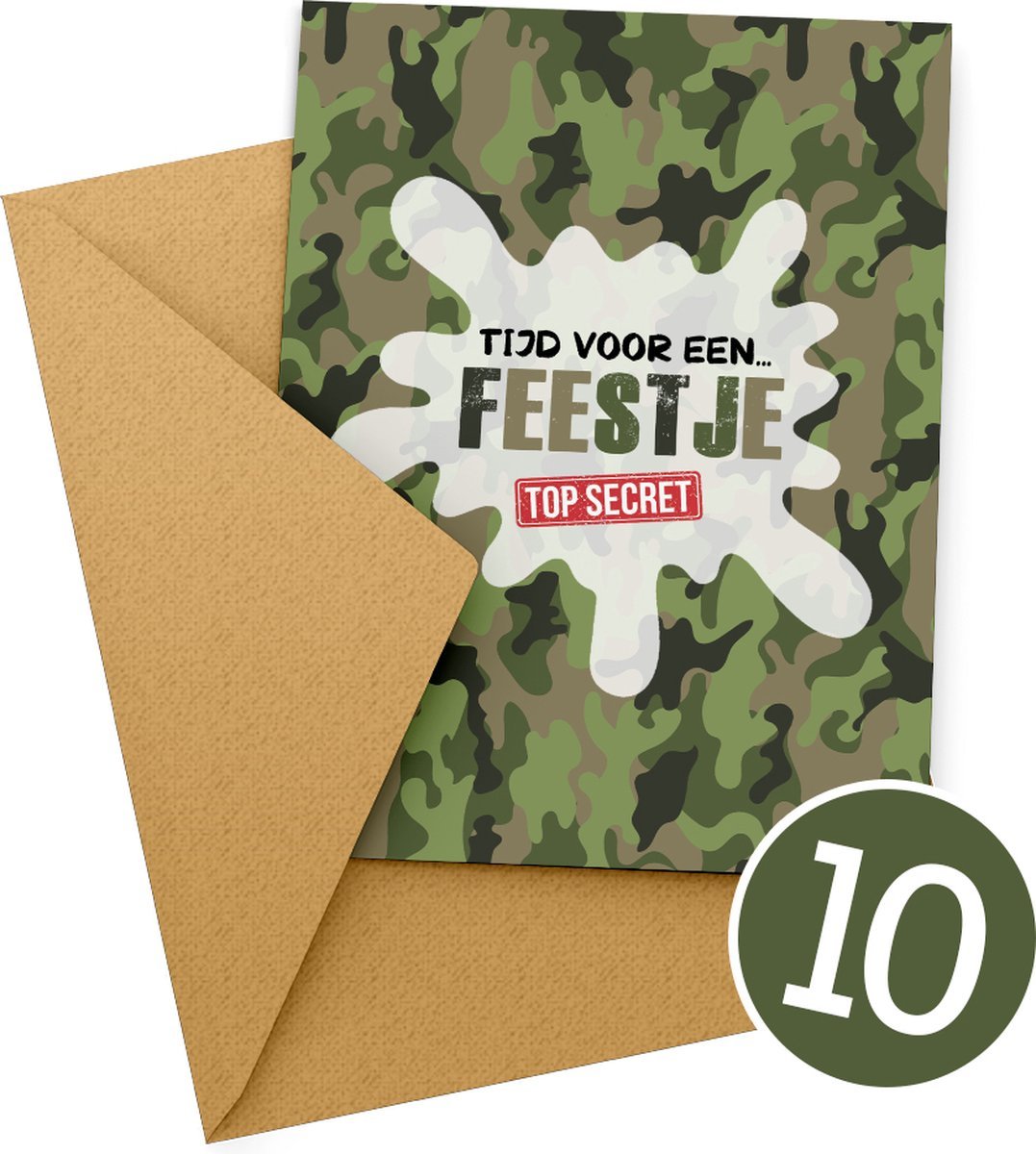 Uitnodiging kinderfeestje Camouflage - 10 stuks - Koning Spandoek Uitnodiging kinderfeestje Camouflage - 10 stuks