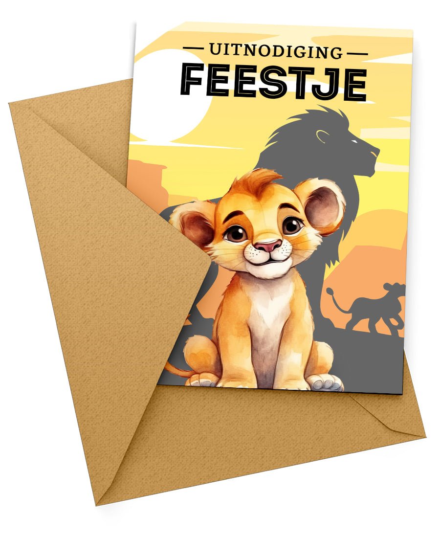 Uitnodiging Kinderfeestje Leeuwtje Lion King - 10 stuks - Koning Spandoek Uitnodiging Kinderfeestje Leeuwtje Lion King - 10 stuks