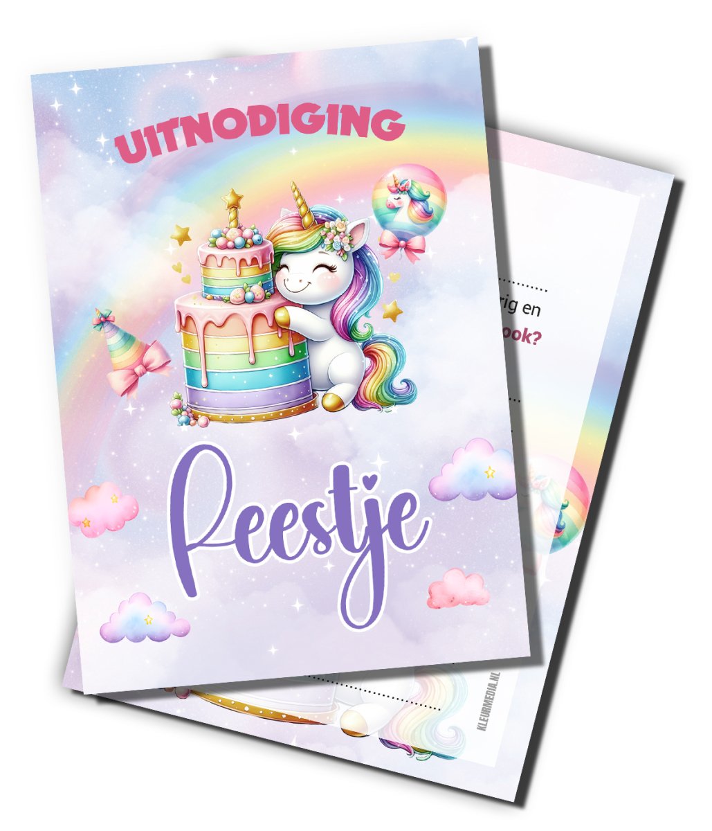 Uitnodiging kinderfeestje - 20 stuks - Unicorn - Koning Spandoek Uitnodiging kinderfeestje - 20 stuks - Unicorn