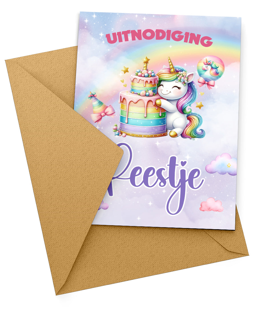 Uitnodiging kinderfeestje Unicorn - 10 stuks