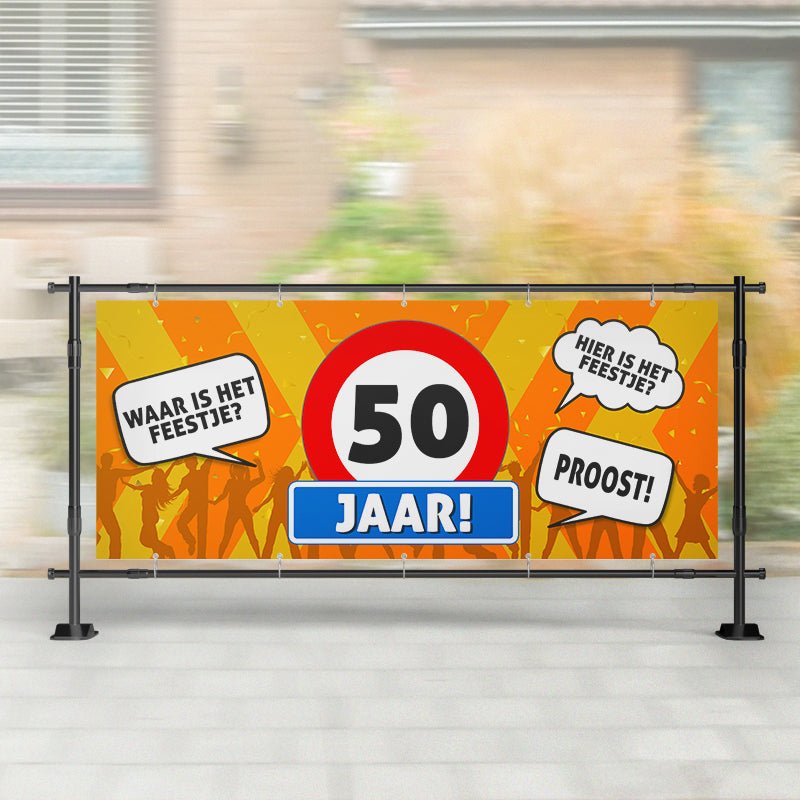 Spandoek 50 jaar / Verjaardag | Abraham of Sarah | Waar is het Feestje? Verjaardag | Abraham of Sarah | Waar is het Feestje?