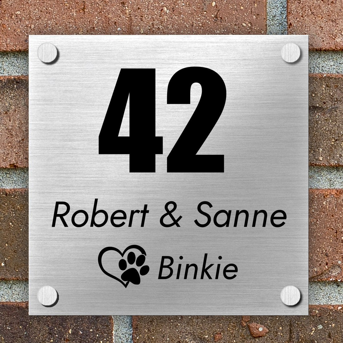 Naambordje Huisnummer | Dibond Brushed Aluminium | 15x15 cm - Koning Spandoek Naambordje Huisnummer | Dibond Brushed Aluminium | 15x15 cm