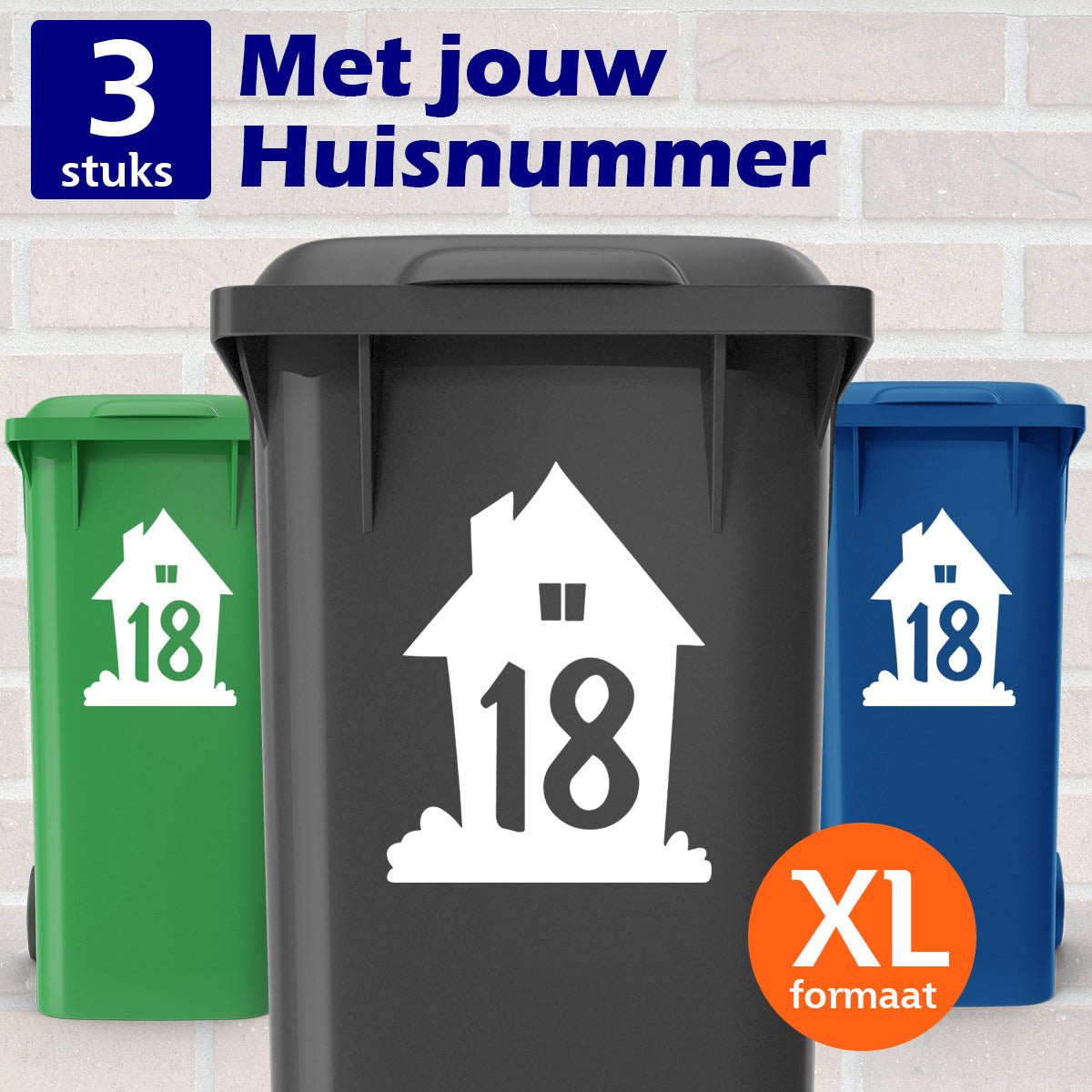 Container Stickers XL - Huisje met huisnummer