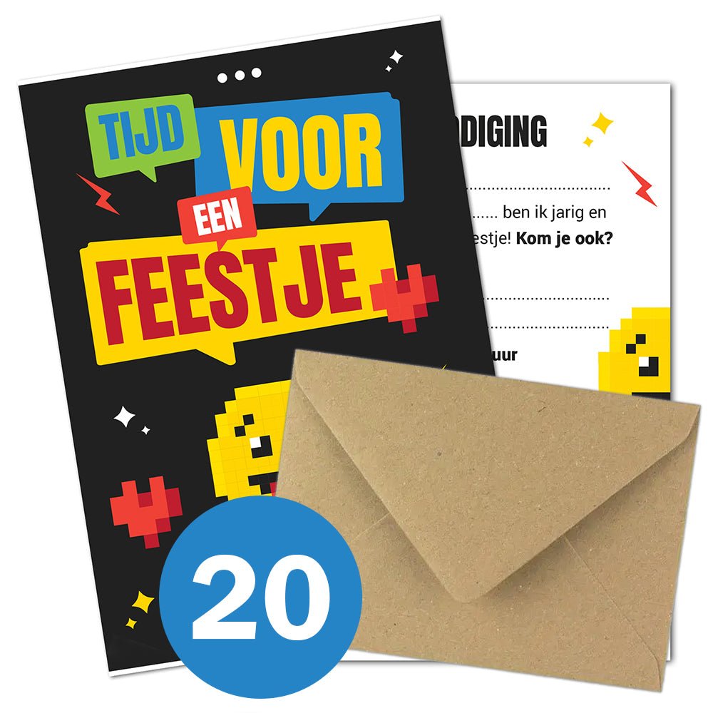 Uitnodiging kinderfeestje - 20 stuks - Emoji - Koning Spandoek Uitnodiging kinderfeestje - 20 stuks - Emoji