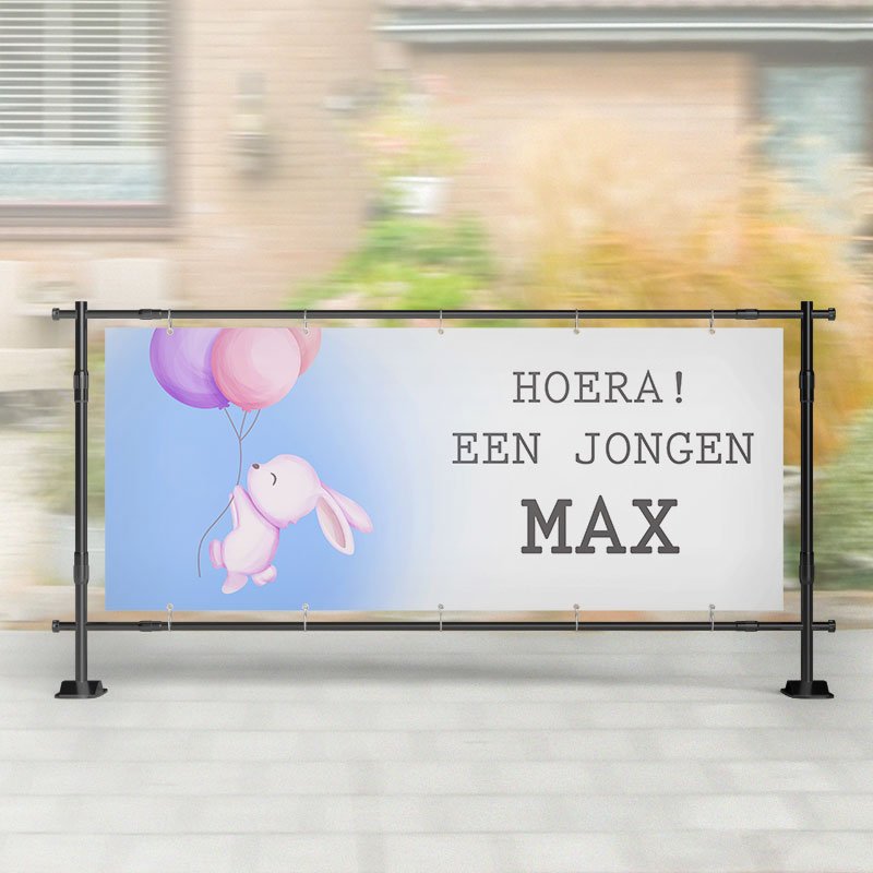 Geboorte spandoek | Konijn Hoera! een Jongen