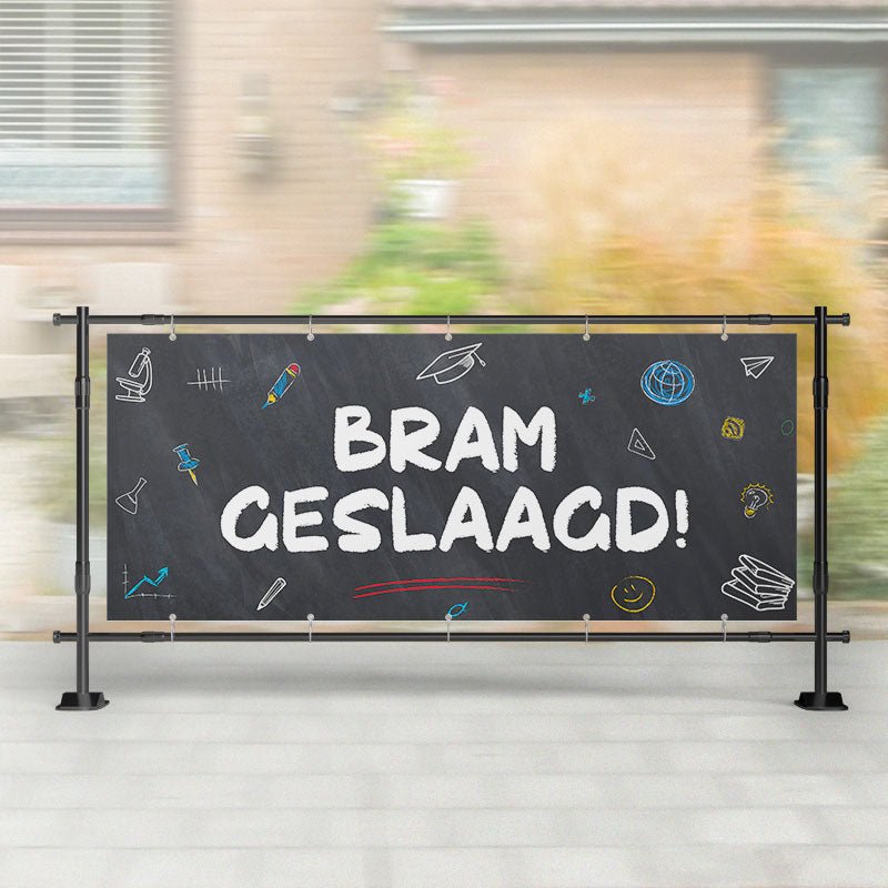 Spandoek Geslaagd | Schoolbord Zwart met Naam
