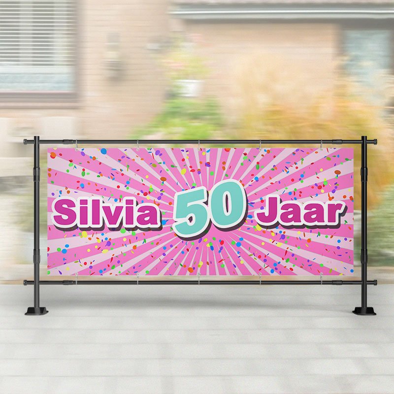 Spandoek Verjaardag - Roze elke leeftijd