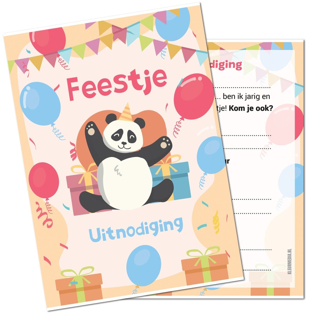 Uitnodiging kinderfeestje - 20 stuks - Panda - Koning Spandoek Uitnodiging kinderfeestje - 20 stuks - Panda