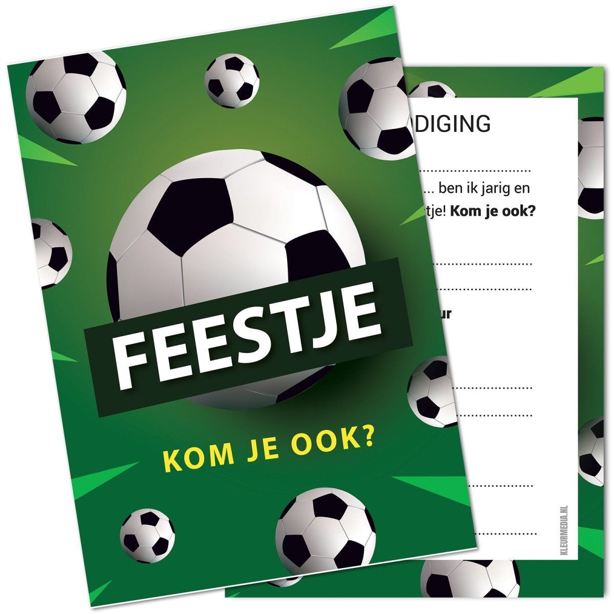 Uitnodiging kinderfeestje - 20 stuks - Voetbal - Koning Spandoek Uitnodiging kinderfeestje - 20 stuks - Voetbal