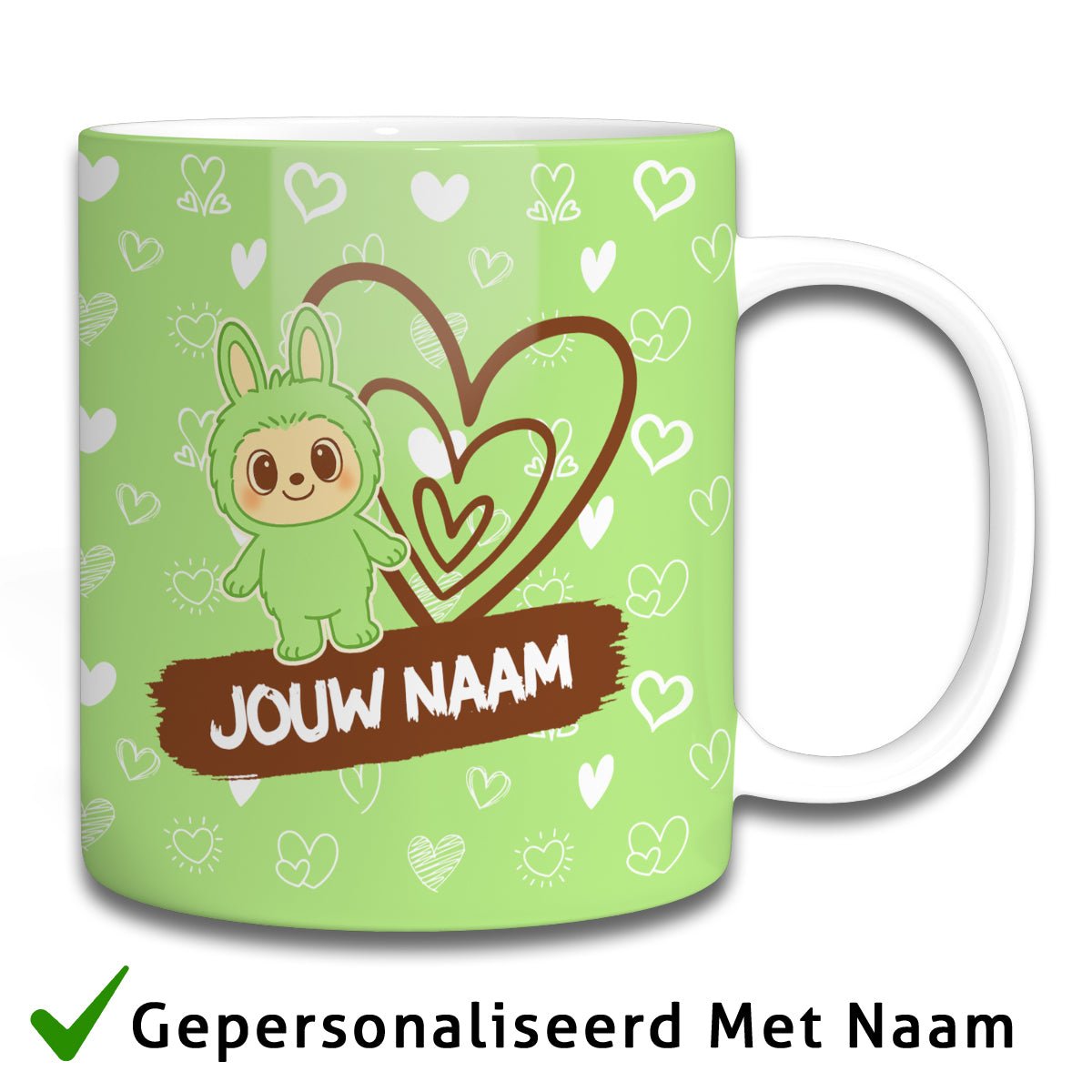 Vrolijke Karakter Mok – Persoonlijk met Jouw Naam - Groen - Koning Spandoek Vrolijke Karakter Mok – Persoonlijk met Jouw Naam - Groen