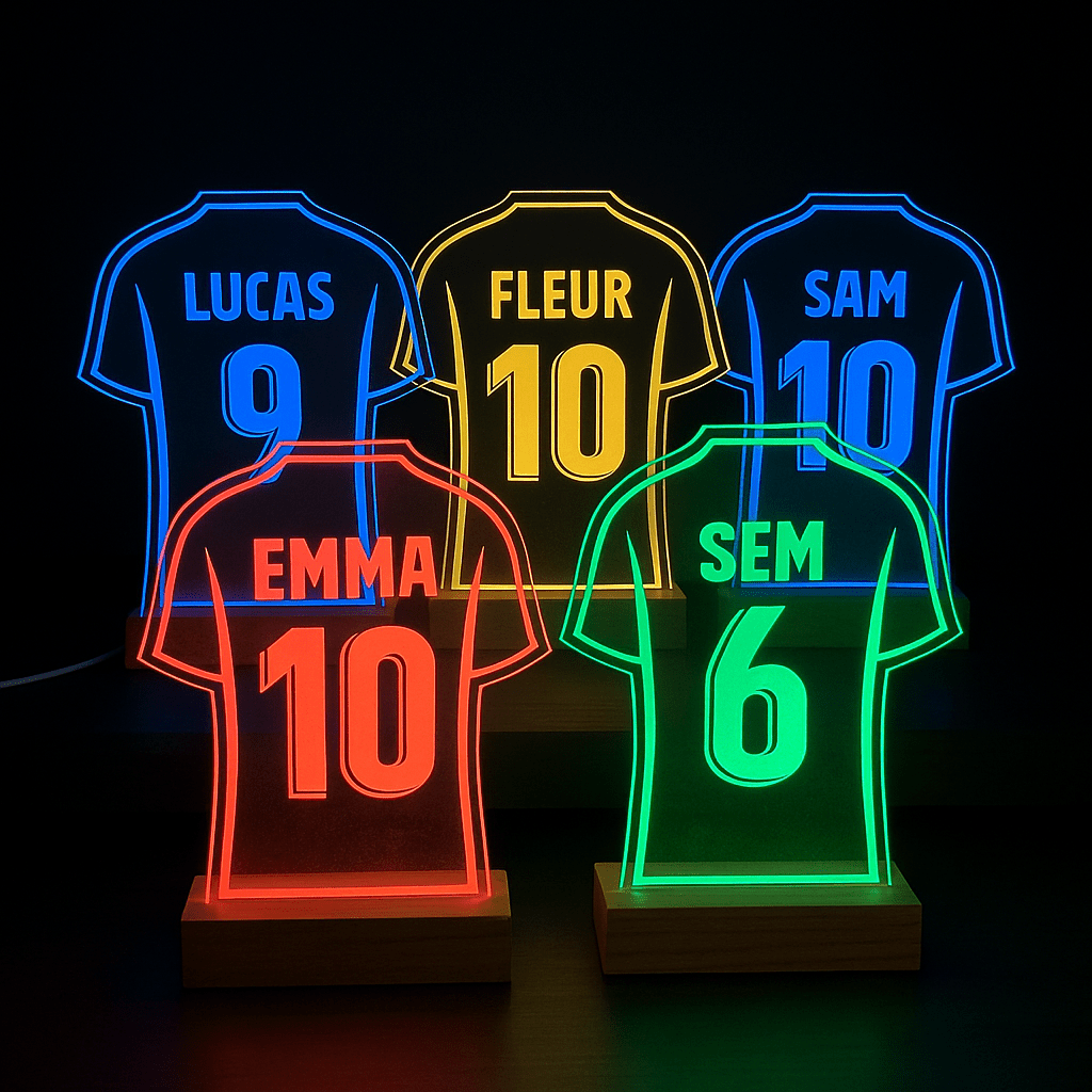 Sportshirt LED lamp met Naam en Nummer (Gepersonaliseerd) - Koning Spandoek Sportshirt LED lamp met Naam en Nummer (Gepersonaliseerd)