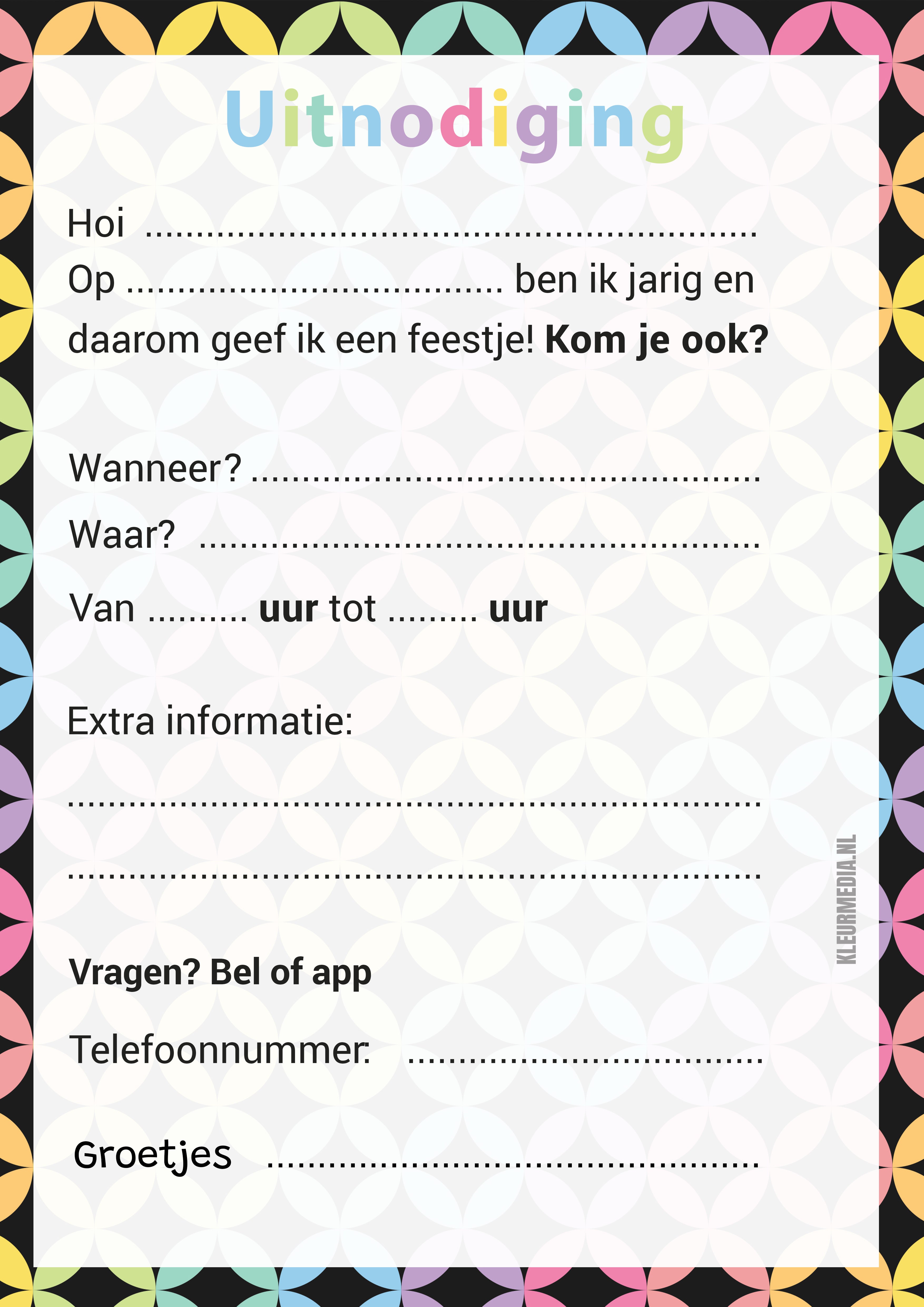 Uitnodiging kinderfeestje Disco - 10 stuks
