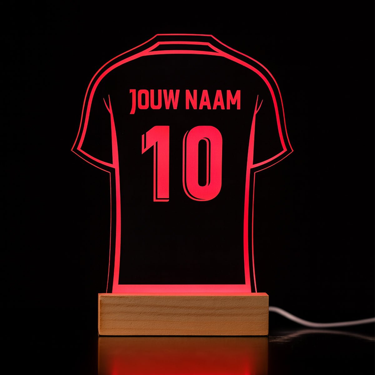 Ledlamp Voetbalshirt - Gepersonaliseerd met naam en nummer - Koning Spandoek Ledlamp Voetbalshirt - Gepersonaliseerd met naam en nummer