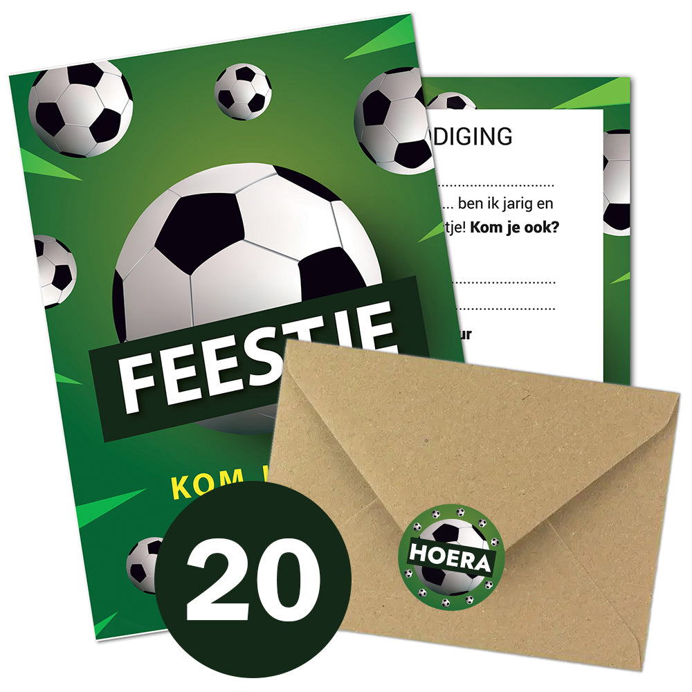 Uitnodiging kinderfeestje - 20 stuks - Voetbal