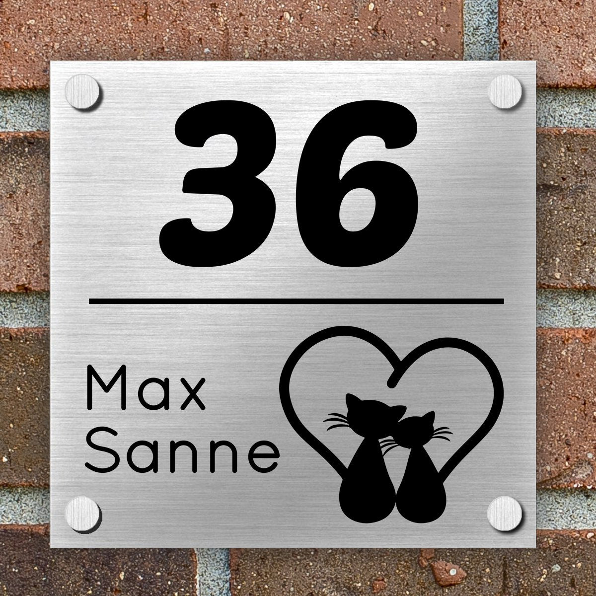 Naambordje Huisnummer | Dibond Brushed Aluminium | 15x15 cm - Koning Spandoek Naambordje Huisnummer | Dibond Brushed Aluminium | 15x15 cm