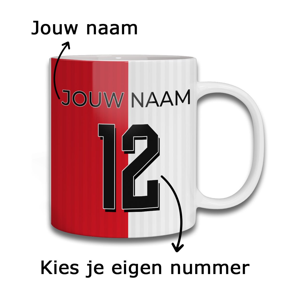 Feyenoord Mok - Gepersonaliseerd met naam en nummer - Voetbal cadeau - Koning Spandoek Feyenoord Mok - Gepersonaliseerd met naam en nummer - Voetbal cadeau