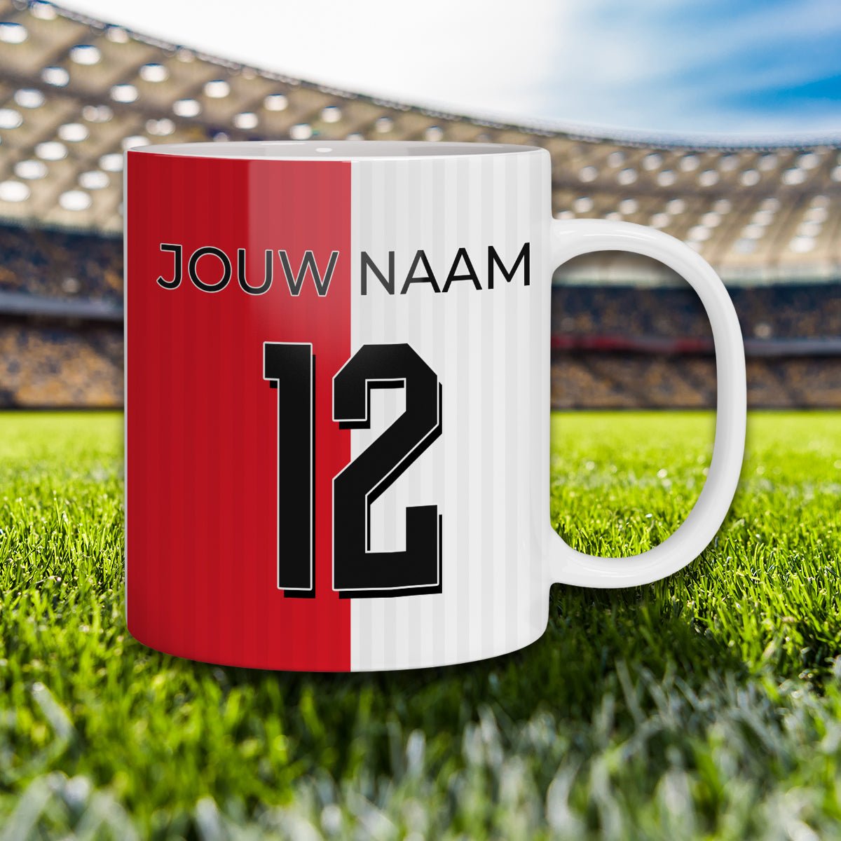 Feyenoord Mok - Gepersonaliseerd met naam en nummer - Voetbal cadeau - Koning Spandoek Feyenoord Mok - Gepersonaliseerd met naam en nummer - Voetbal cadeau