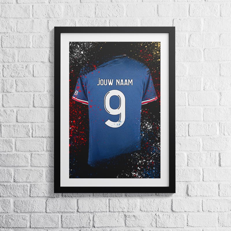PSG - Paris Saint-Germain - shirt wanddecoratie - Koning Spandoek PSG - Paris Saint-Germain - shirt wanddecoratie