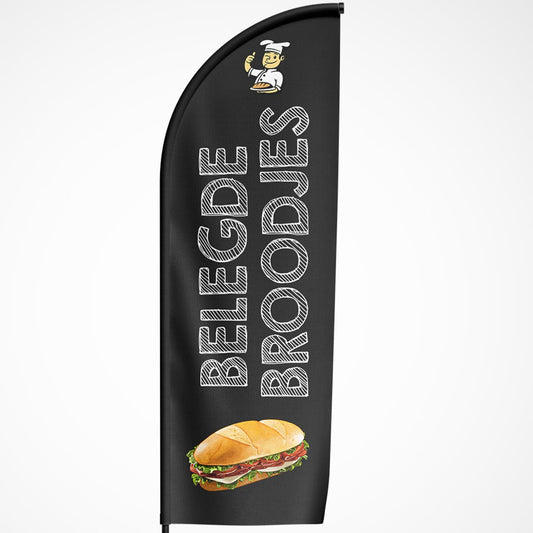 Beachvlag Belegde Broodjes - Koning Spandoek beachflag, beachvlag reclame belegde broodjes