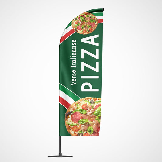 Beachvlag pizza groen - Koning Spandoek Beachflag pizza - beachvlag pizza