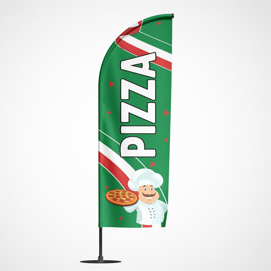 Beachvlag pizza groen - Koning Spandoek Beachflag pizza - beachvlag pizza