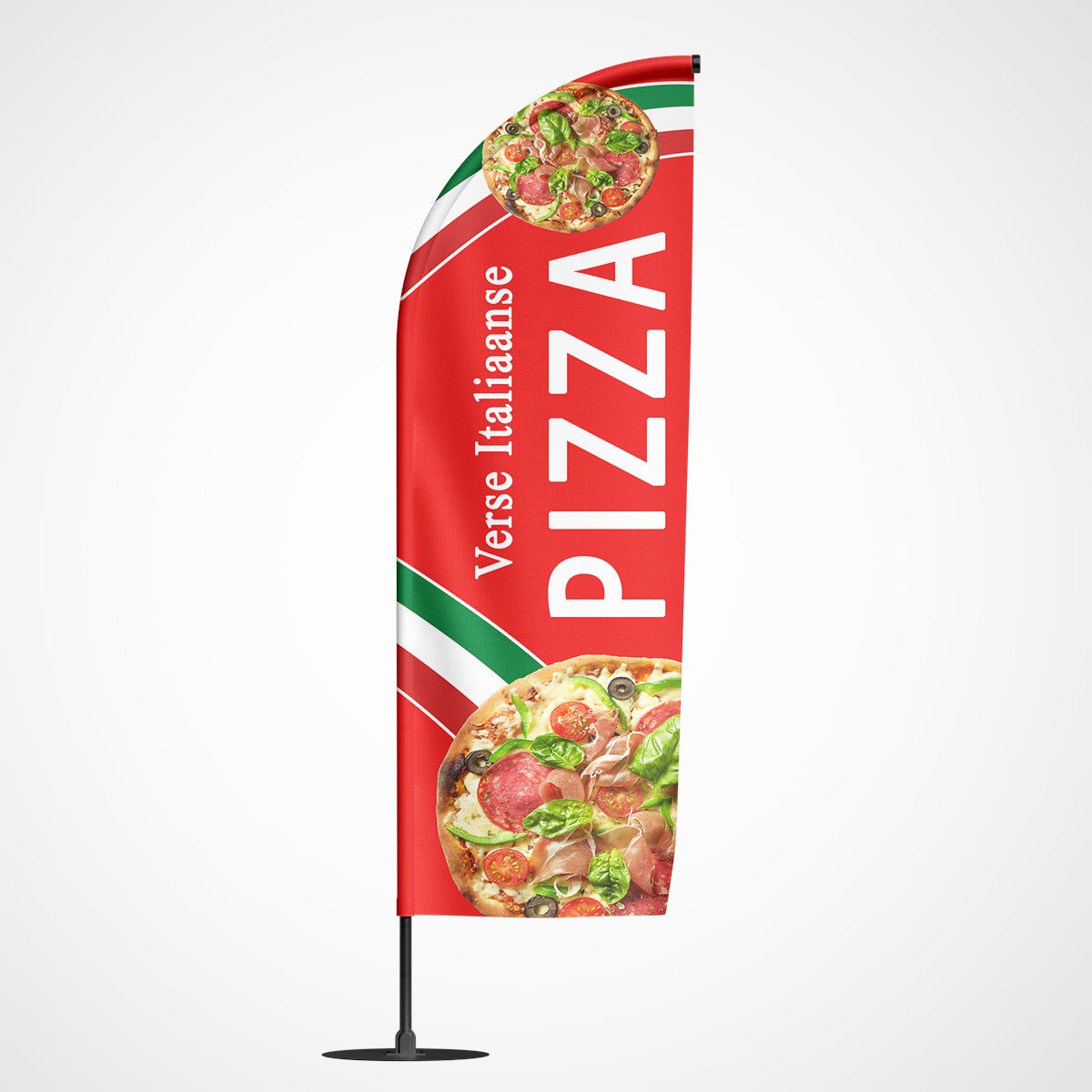 Beachvlag pizza rood - Koning Spandoek Beachflag pizza - beachvlag pizza