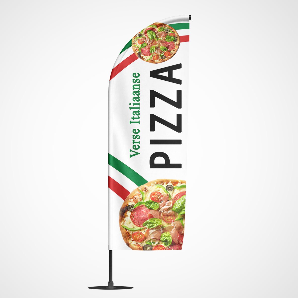 Beachvlag pizza wit - Koning Spandoek Beachflag pizza - beachvlag pizza