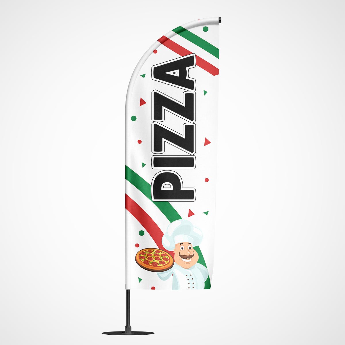 Beachvlag pizza wit - Koning Spandoek Beachflag pizza - beachvlag pizza