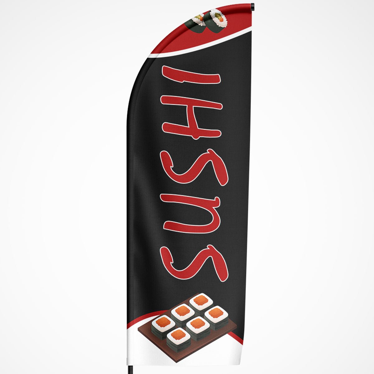 Beachvlag Sushi - Koning Spandoek Sushi beachflag - beachvlag Sushi - reclame sushi