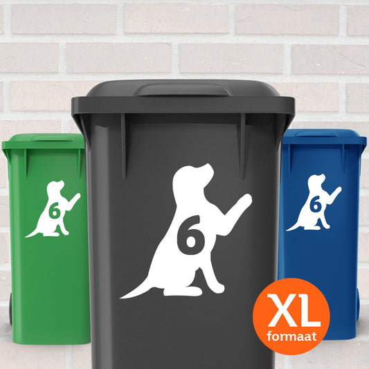 Container Stickers XL - Hond - Kliko stickers - Koning Spandoek Container Stickers XL 3 stuks - Hond - Kliko stickers - Wit