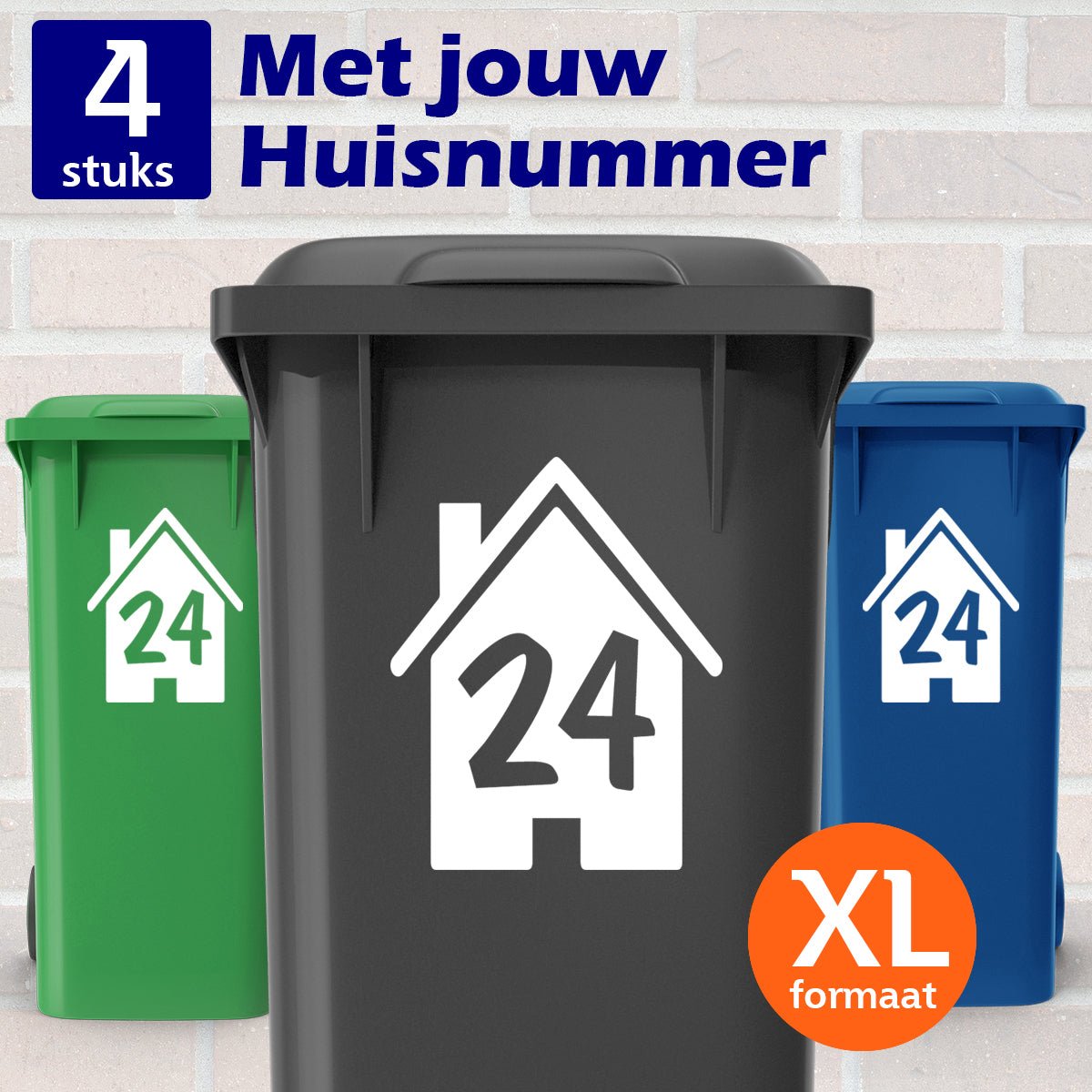 Container Stickers XL - Huis met huisnummer