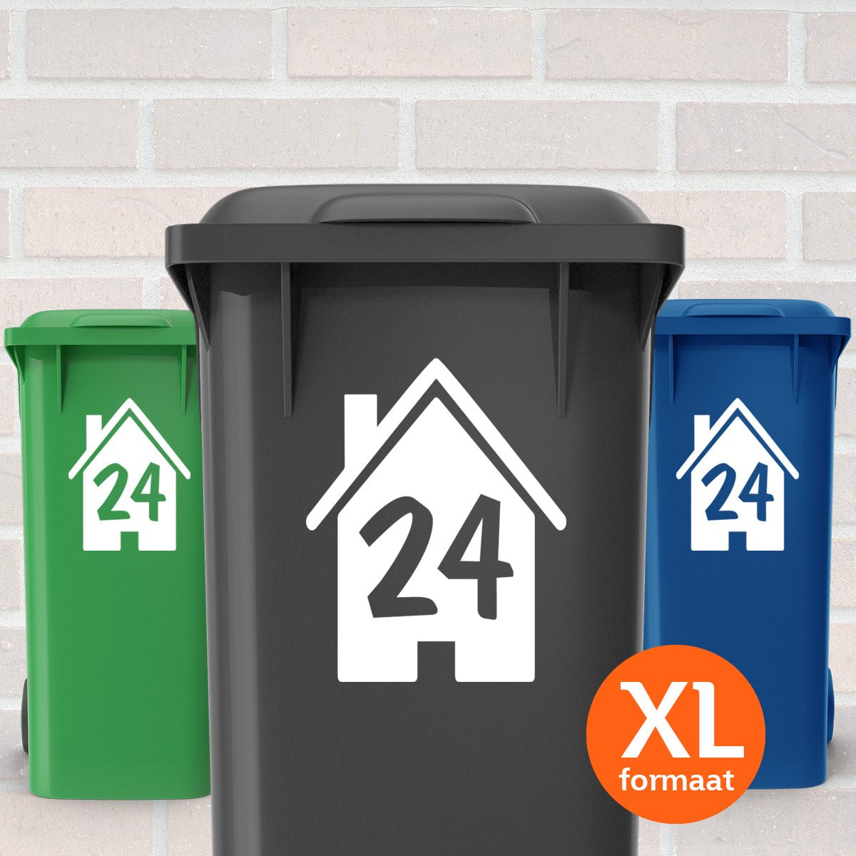 Container Stickers XL - Huis met huisnummer