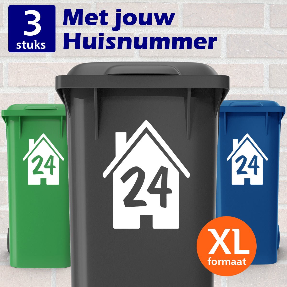 Container Stickers XL - Huis met huisnummer