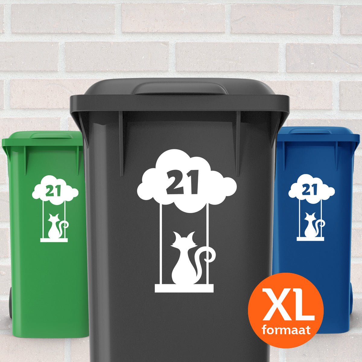 Container Stickers XL - Kat onder Wolk - Kliko stickers