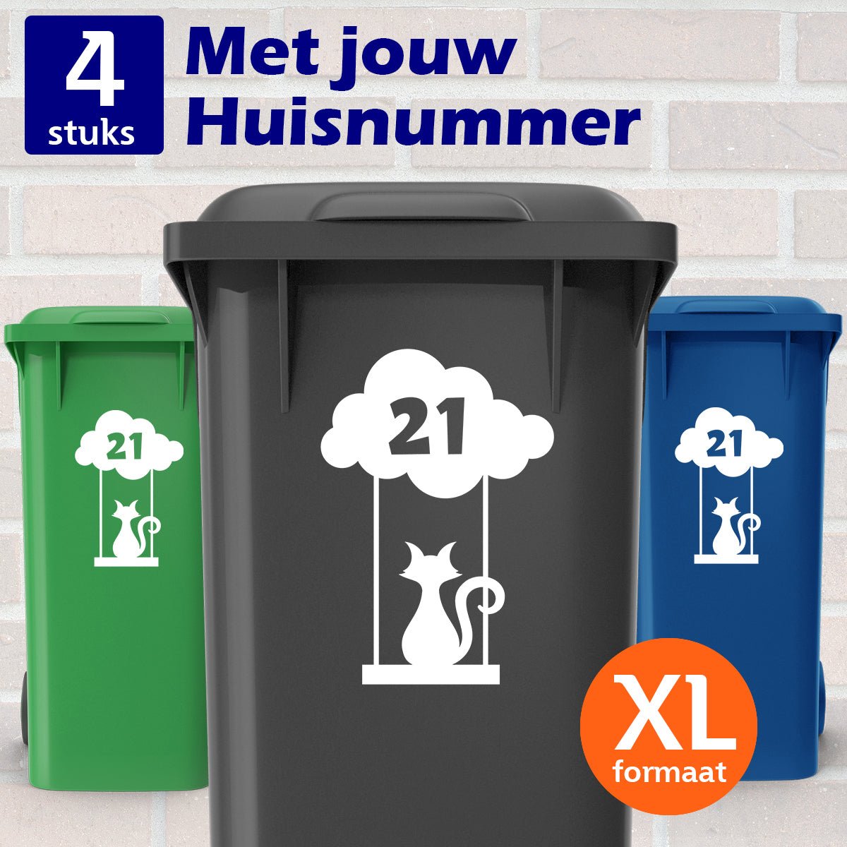 Container Stickers XL - Kat onder Wolk - Kliko stickers