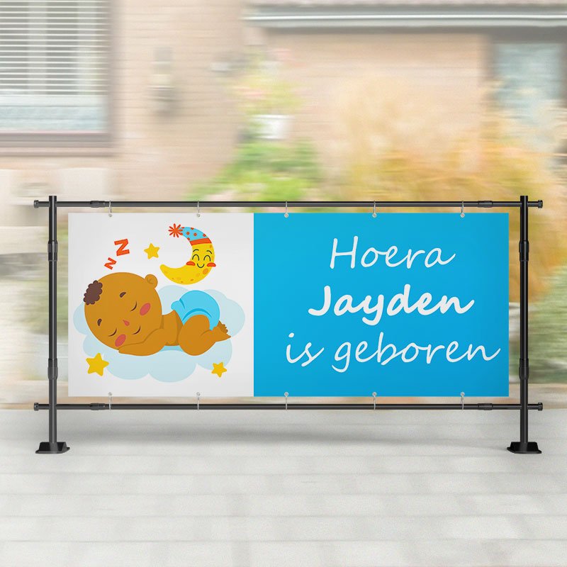 Geboorte spandoek | Baby Slaapt Blauw