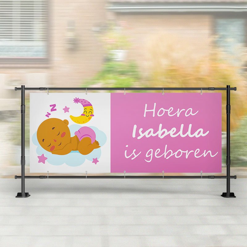 Geboorte spandoek | Baby Slaapt Roze