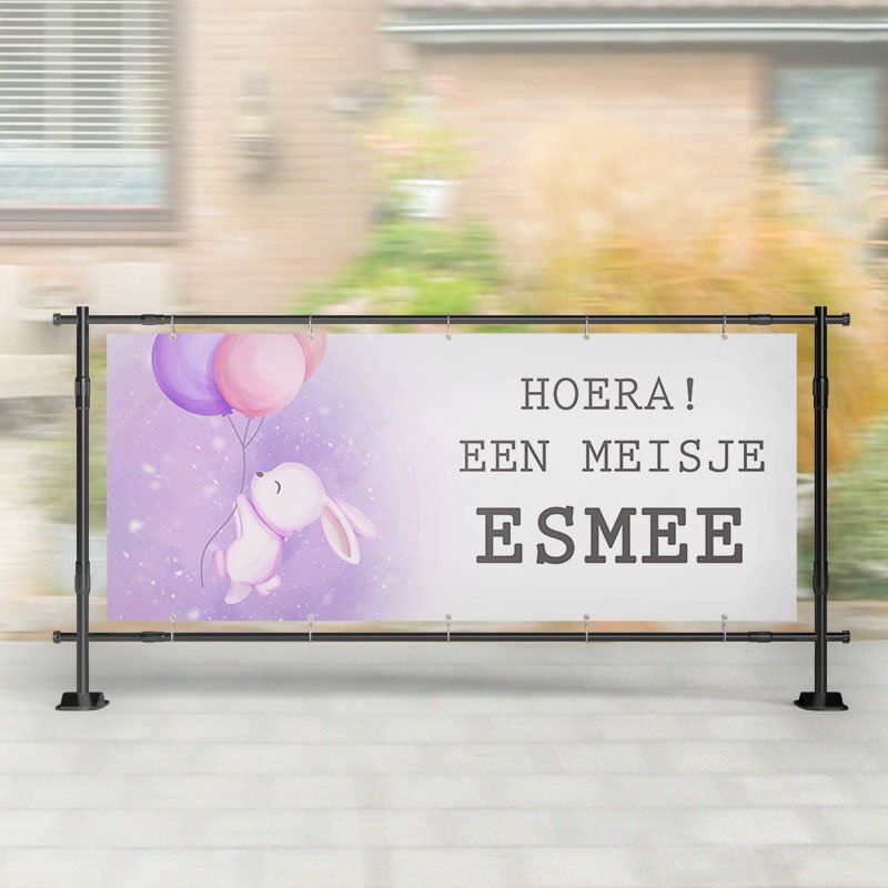 Geboorte spandoek | Konijn Hoera! een Meisje