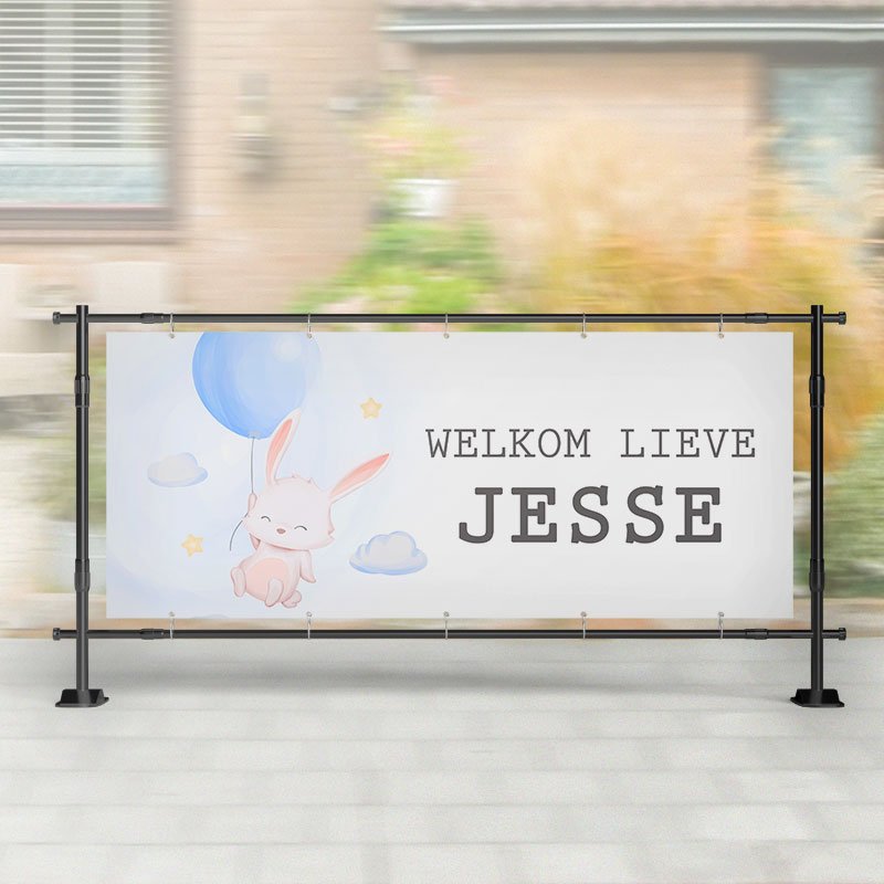 Geboorte spandoek | Konijntje met Ballon