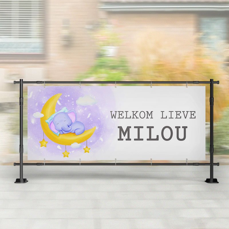 Geboorte spandoek | Olifantje op de Maan