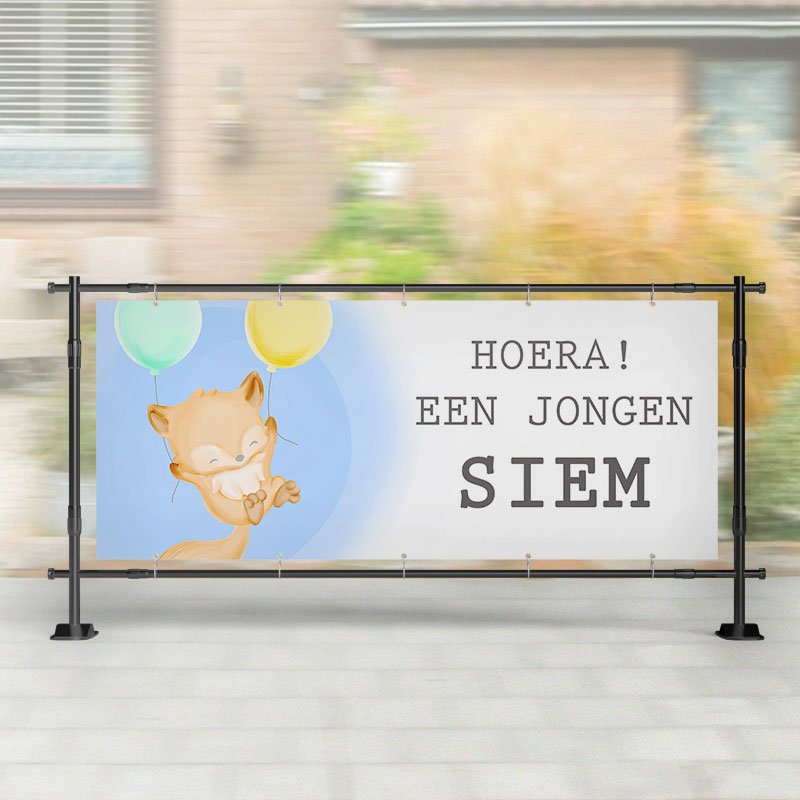 Geboorte spandoek | Vos met Ballon Een Jongen