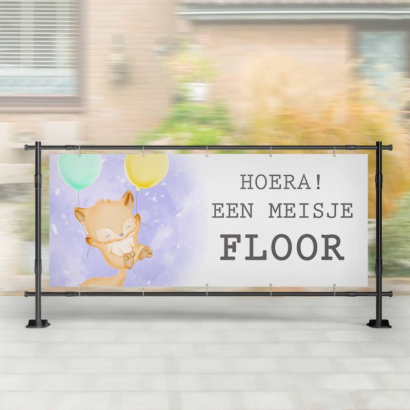 Geboorte spandoek | Vos met Ballon Een Meisje