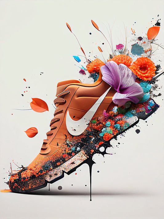 Nike schoen met Bloem Poster - Koning Spandoek Nike schoen met Bloem Poster