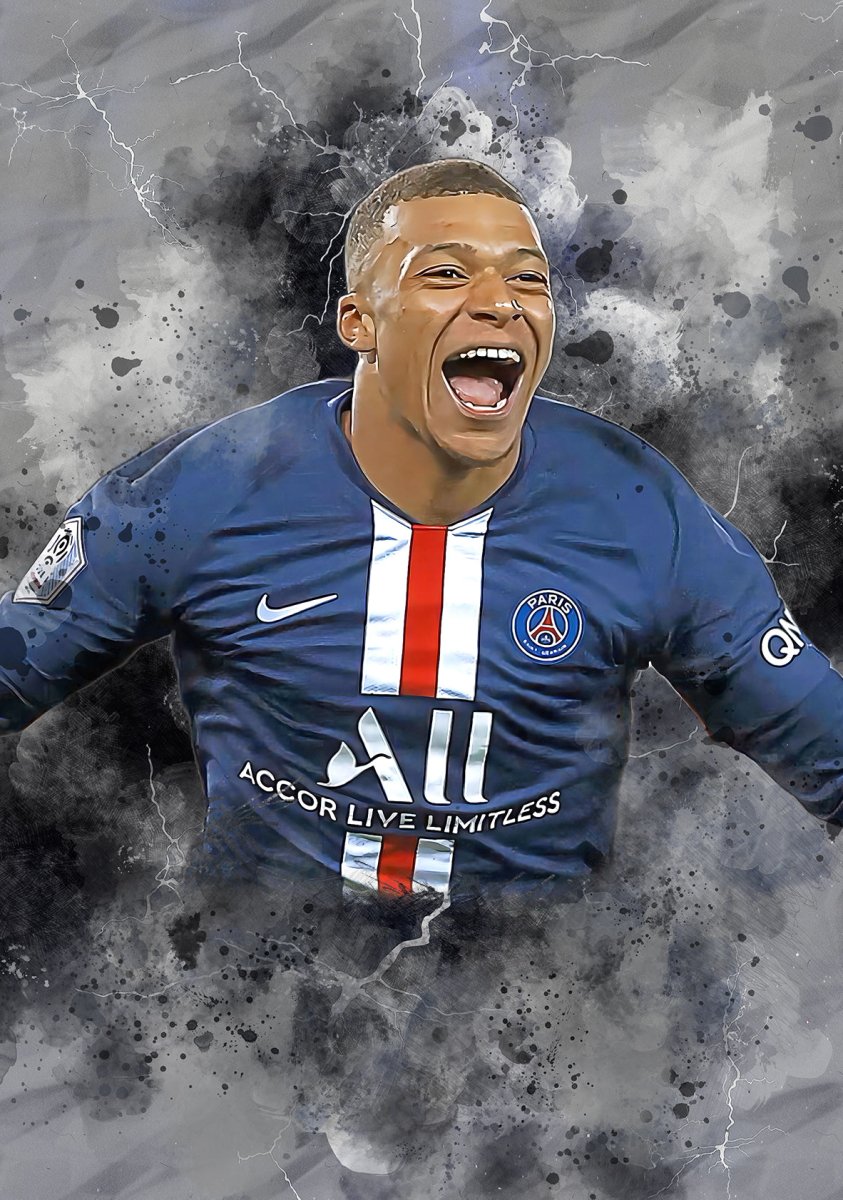 Poster Kylian Mbappé PSG - Paris Saint German - Koning Spandoek Kopie van Poster PSG Messi , Neymar en Mbappé