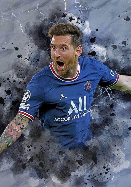 Poster Lionel Messi PSG - Paris Saint German - Voetbal Poster - Koning Spandoek poster lionel messi psg