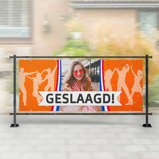 Spandoek Geslaagd | Oranje Crowd met Foto