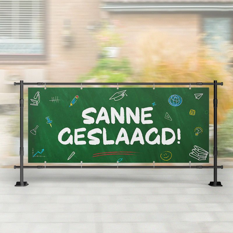 Spandoek Geslaagd | Schoolbord Groen met Naam