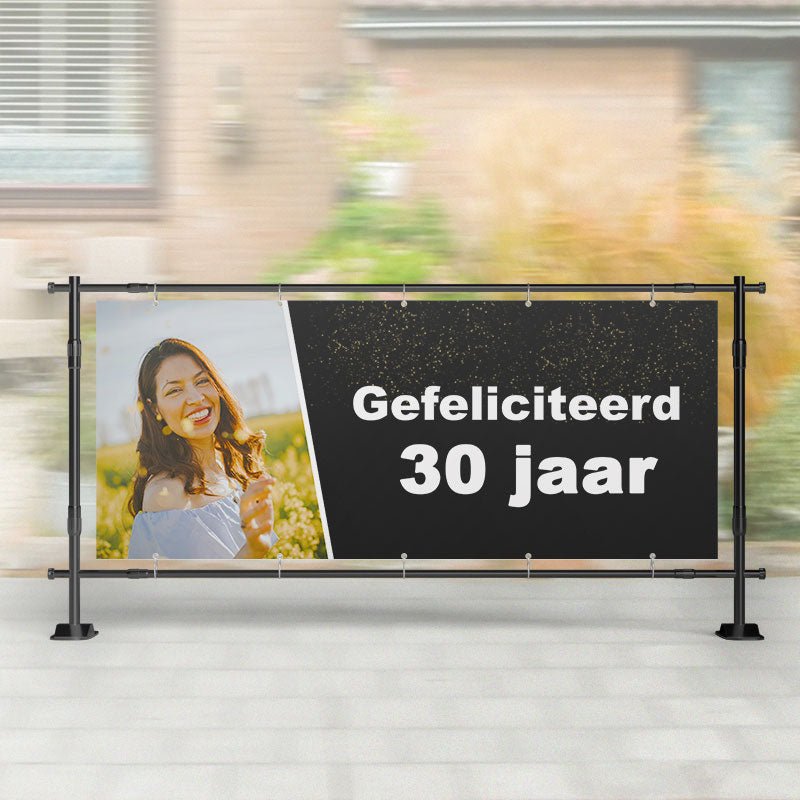 Spandoek Verjaardag | Zwart, Foto, Gefeliciteerd!