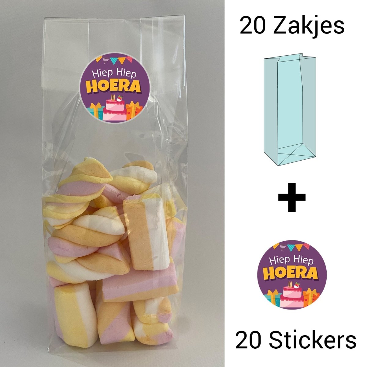 Uitdeelzakjes + sluitstickers - 40 pack (20 stickers & 20 zakjes) - snoepzakjes - Feestje - Koning Spandoek Uitdeelzakjes + sluitstickers - 40 pack (20 stickers & 20 zakjes) - snoepzakjes - Feestje
